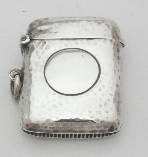 fine hammered finish silver vesta case birmingham 1905 - CATEGORY: ANTIQUE SILVER - DATED EDWARDIAN