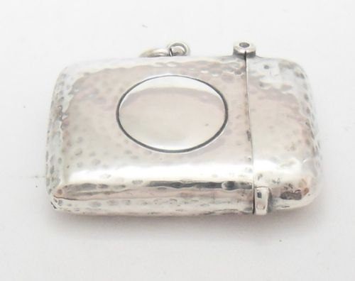 FINE HAMMERED FINISH SILVER VESTA CASE BIRMINGHAM 1905 - ADDITIONAL PHOTO 4