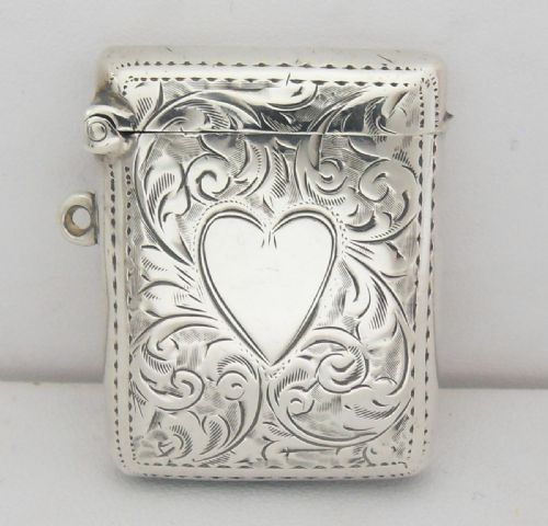 SILVER 'HEART DECORATION' VESTA CASE BIRMINGHAM 1910 - ADDITIONAL PHOTO 5