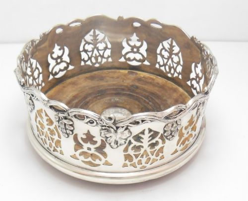magnificent victorian large silver plated wine coaster - CATEGORY: ANTIQUE SILVER - DATED VICTORIAN