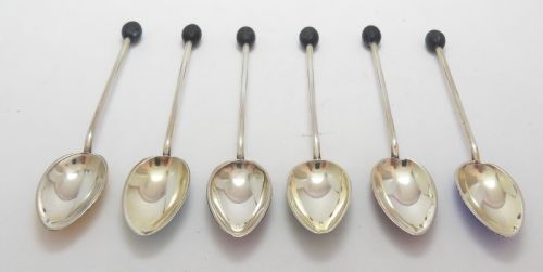 SET OF 6 CASED ENAMELLED COFFEE SPOONS BIRMINGHAM 1930 - ADDITIONAL PHOTO 1