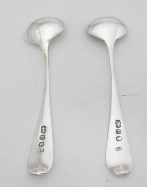 MADE BY HANNAH NORTHCOTE GEORGIAN SILVER SALT SPOONS - ADDITIONAL PHOTO 1