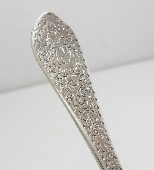 SILVER SPOON WITH ENGRAVED BIRD DECORATION LONDON 1896 - ADDITIONAL PHOTO 4