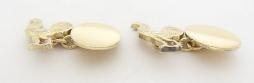 SILVER GILT COCKEREL CUFFLINKS BIRMINGHAM 1953 - ADDITIONAL PHOTO 1