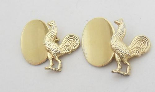 SILVER GILT COCKEREL CUFFLINKS BIRMINGHAM 1953 - ADDITIONAL PHOTO 2