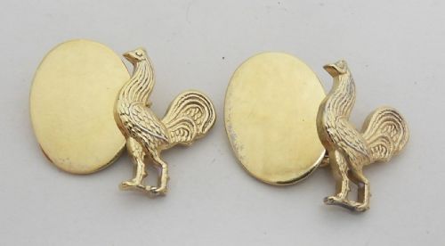 SILVER GILT COCKEREL CUFFLINKS BIRMINGHAM 1953 - ADDITIONAL PHOTO 4