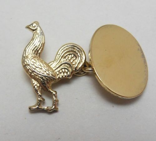 SILVER GILT COCKEREL CUFFLINKS BIRMINGHAM 1953 - ADDITIONAL PHOTO 5