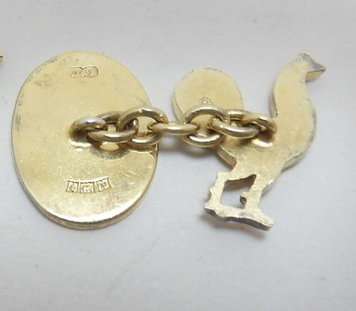 SILVER GILT COCKEREL CUFFLINKS BIRMINGHAM 1953 - ADDITIONAL PHOTO 6