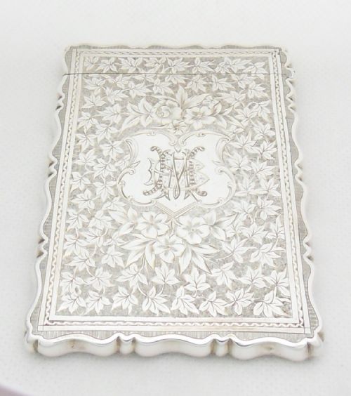 fine victorian silver card case by george unite birmingham 1883 - CATEGORY: ANTIQUE SILVER - DATED VICTORIAN