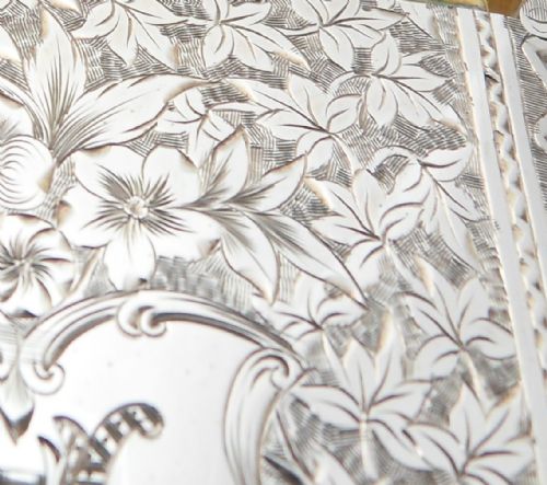 FINE VICTORIAN SILVER CARD CASE BY GEORGE UNITE BIRMINGHAM 1883 - ADDITIONAL PHOTO 6