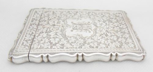 FINE VICTORIAN SILVER CARD CASE BY GEORGE UNITE BIRMINGHAM 1883 - ADDITIONAL PHOTO 7