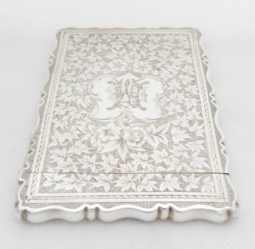 FINE VICTORIAN SILVER CARD CASE BY GEORGE UNITE BIRMINGHAM 1883 - ADDITIONAL PHOTO 8