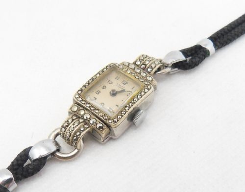 VIDAR ART DECO MARCASITE SET COCKTAIL WATCH GWO - ADDITIONAL PHOTO 5