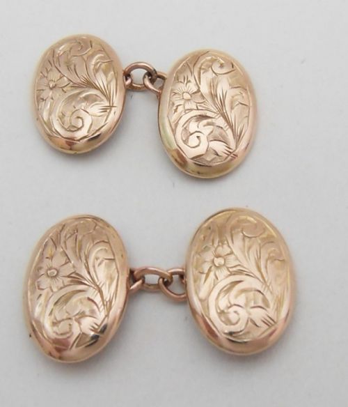 hallmarked 9ct gold hand some cufflinks birmingham 1912 - CATEGORY: ANTIQUE JEWELLERY - DATED 1920