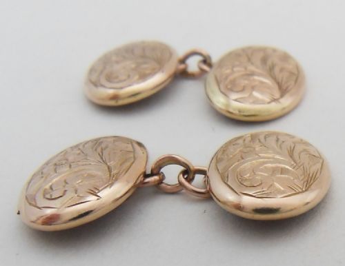 HALLMARKED 9CT GOLD HAND SOME CUFFLINKS BIRMINGHAM 1912 - ADDITIONAL PHOTO 2