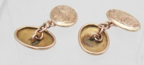 HALLMARKED 9CT GOLD HAND SOME CUFFLINKS BIRMINGHAM 1912 - ADDITIONAL PHOTO 5