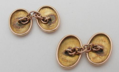 HALLMARKED 9CT GOLD HAND SOME CUFFLINKS BIRMINGHAM 1912 - ADDITIONAL PHOTO 6