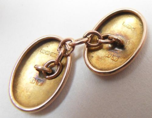 HALLMARKED 9CT GOLD HAND SOME CUFFLINKS BIRMINGHAM 1912 - ADDITIONAL PHOTO 7