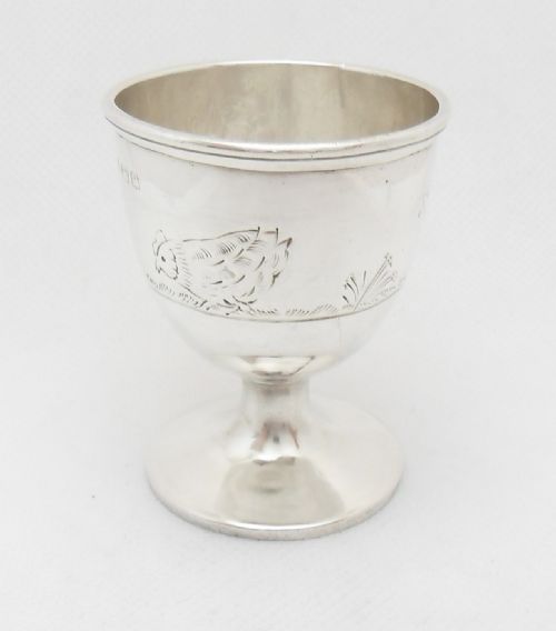 fabulous silver hen duck and cockerel egg cup birmingham 1939 - CATEGORY: ANTIQUE SILVER - DATED 1940