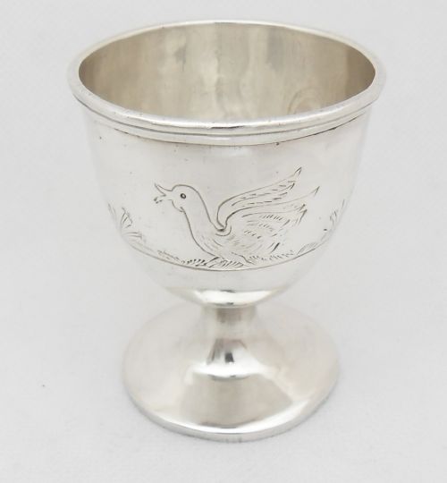 FABULOUS SILVER HEN DUCK AND COCKEREL EGG CUP BIRMINGHAM 1939 - ADDITIONAL PHOTO 2
