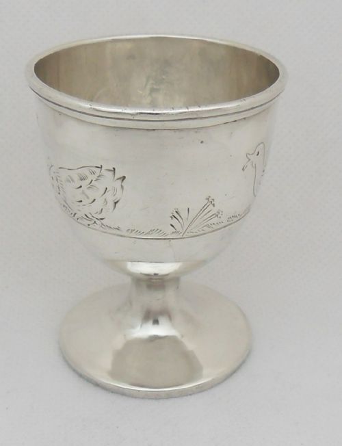 FABULOUS SILVER HEN DUCK AND COCKEREL EGG CUP BIRMINGHAM 1939 - ADDITIONAL PHOTO 4