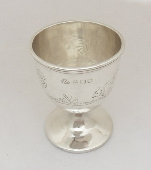 FABULOUS SILVER HEN DUCK AND COCKEREL EGG CUP BIRMINGHAM 1939 - ADDITIONAL PHOTO 5