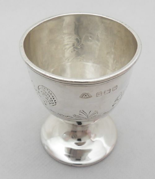 FABULOUS SILVER HEN DUCK AND COCKEREL EGG CUP BIRMINGHAM 1939 - ADDITIONAL PHOTO 7