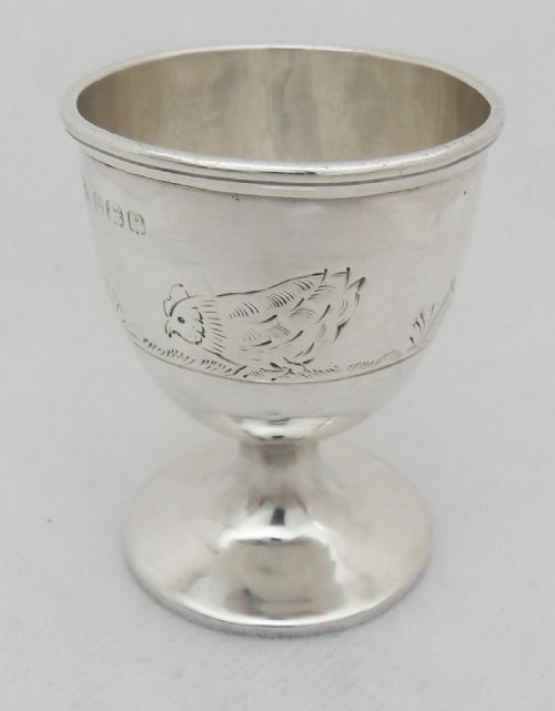 FABULOUS SILVER HEN DUCK AND COCKEREL EGG CUP BIRMINGHAM 1939 - ADDITIONAL PHOTO 8