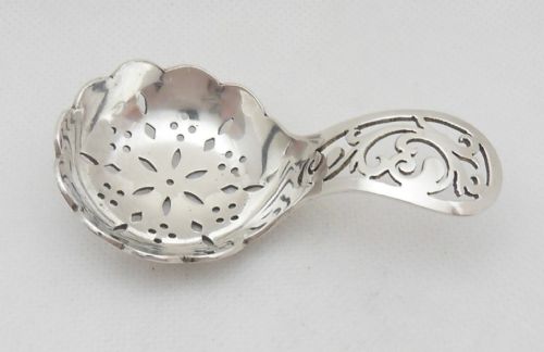 SILVER TEA CADDY SIFTER SPOON SHEFFIELD 1945 - ADDITIONAL PHOTO 1