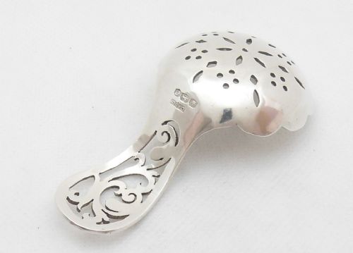 SILVER TEA CADDY SIFTER SPOON SHEFFIELD 1945 - ADDITIONAL PHOTO 5