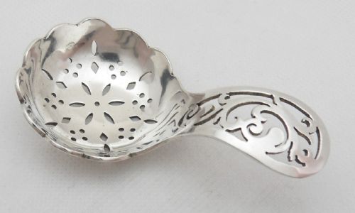 SILVER TEA CADDY SIFTER SPOON SHEFFIELD 1945 - ADDITIONAL PHOTO 9
