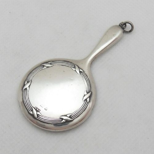 SILVER SMALL CHATELAINE MIRROR CIRCA 1920 - ADDITIONAL PHOTO 2