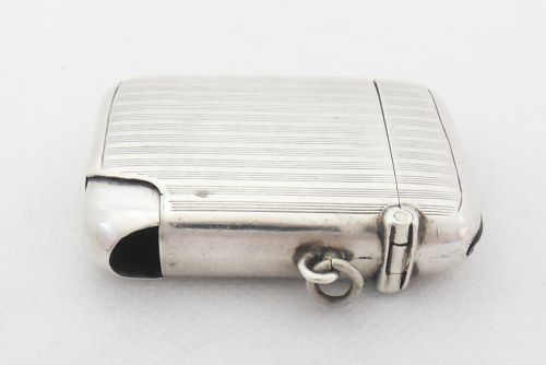 RARE SILVER VESTA CASE WITH CIGAR CUTTER BIRMINGHAM 1911 - ADDITIONAL PHOTO 6