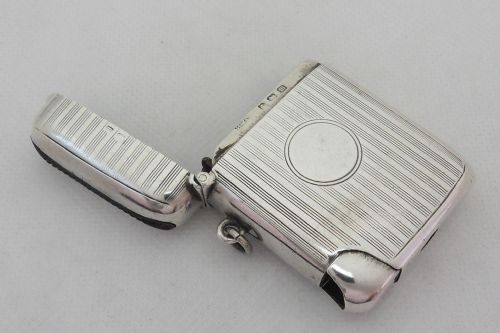 RARE SILVER VESTA CASE WITH CIGAR CUTTER BIRMINGHAM 1911 - ADDITIONAL PHOTO 7
