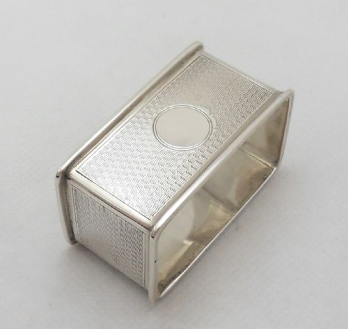 silver art deco rectangular napkin ring birmingham 1929 - CATEGORY: ANTIQUE SILVER - DATED 1930