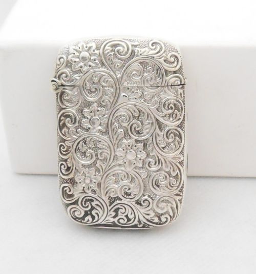 stunning unusual silver vesta case chester 1886 - CATEGORY: ANTIQUE SILVER - DATED VICTORIAN