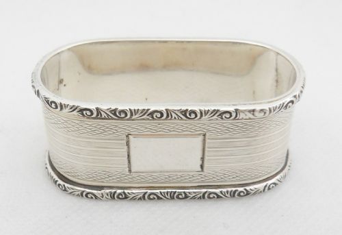 superb oblong silver napkin ring birmingham 1962 - CATEGORY: ANTIQUE SILVER - DATED 1960