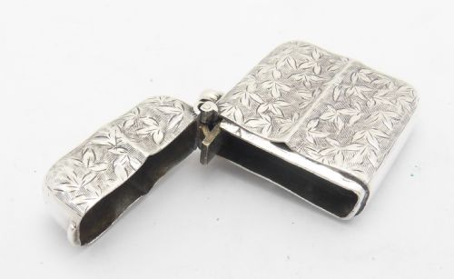 UNUSUAL EDWARDIAN SILVER VESTA HALLMARKED BIRMINGHAM 1902 - ADDITIONAL PHOTO 12