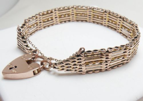 SUPERB EDWARDIAN 9CT ROSE GOLD GATE BRACELET - ADDITIONAL PHOTO 1