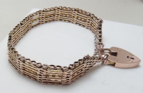 SUPERB EDWARDIAN 9CT ROSE GOLD GATE BRACELET - ADDITIONAL PHOTO 3