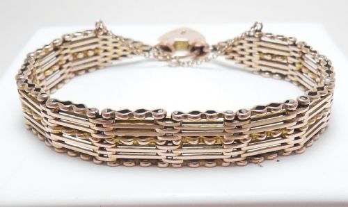 SUPERB EDWARDIAN 9CT ROSE GOLD GATE BRACELET - ADDITIONAL PHOTO 4