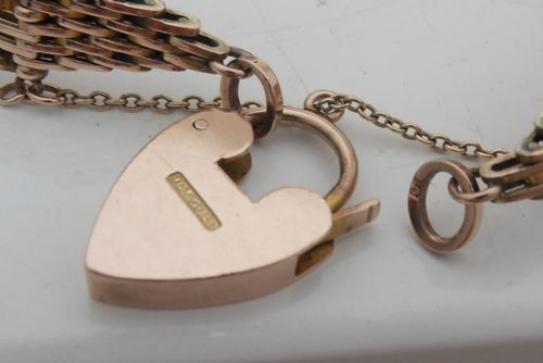 SUPERB EDWARDIAN 9CT ROSE GOLD GATE BRACELET - ADDITIONAL PHOTO 5