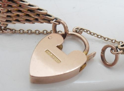 SUPERB EDWARDIAN 9CT ROSE GOLD GATE BRACELET - ADDITIONAL PHOTO 6