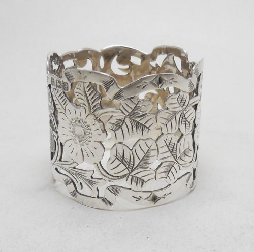 EDWARDIAN THISTLE ROSE COVER SILVER NAPKIN RING - ADDITIONAL PHOTO 2