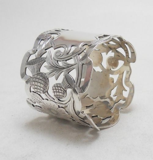EDWARDIAN THISTLE ROSE COVER SILVER NAPKIN RING - ADDITIONAL PHOTO 3
