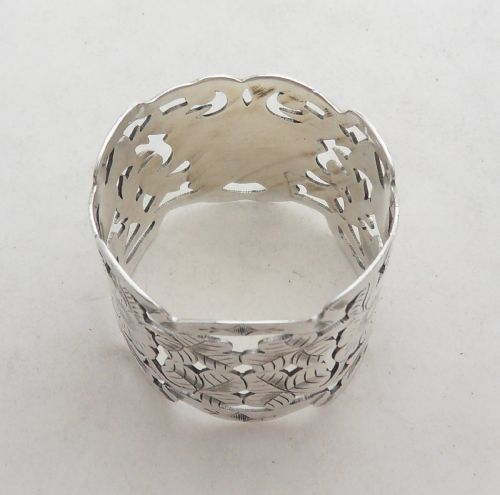 EDWARDIAN THISTLE ROSE COVER SILVER NAPKIN RING - ADDITIONAL PHOTO 4
