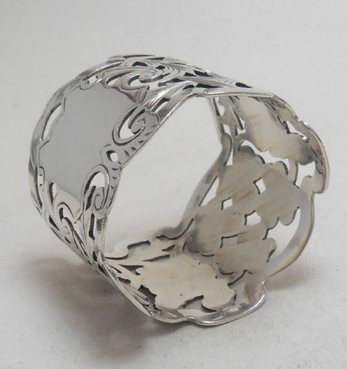 EDWARDIAN THISTLE ROSE COVER SILVER NAPKIN RING - ADDITIONAL PHOTO 5