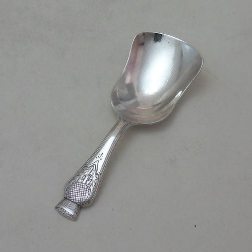 UNUSUAL 'THISTLE HANDLE' SILVER TEA CADDY SPOON BIRMINGHAM 1927 - ADDITIONAL PHOTO 1