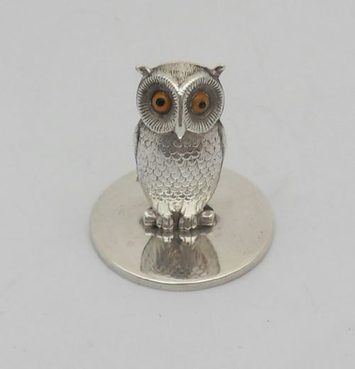 SAMPSON MORDAN SILVER OWL MENUCARD HOLDER CHESTER 1904 - ADDITIONAL PHOTO 1