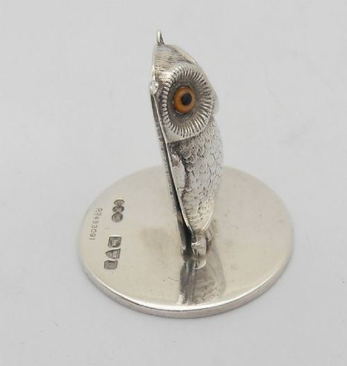 SAMPSON MORDAN SILVER OWL MENUCARD HOLDER CHESTER 1904 - ADDITIONAL PHOTO 5